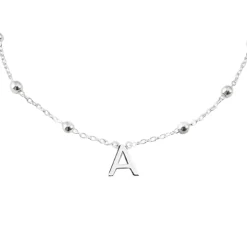 Collar Mini Letra Bolitas Plata