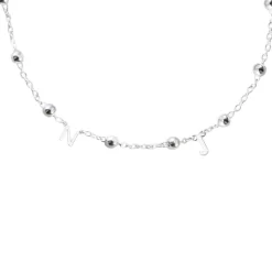 Collar Mini Letra Bolitas Plata